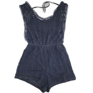 Almost Famous Black Lace Lined Sleeveless Romper Sz S
